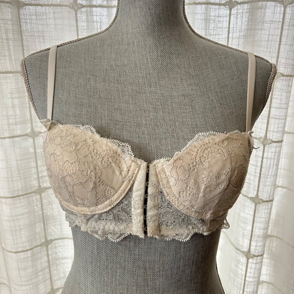 Victoria's Secret Ivory Lace‎ Corset Bra 34B Underwire Coquette Sexy Lil Things
